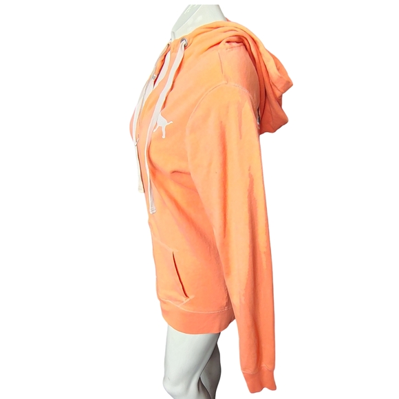 PINK Victoria's Secret Orange Zip-Up Hoodie Size XS - Picture 2 of 5